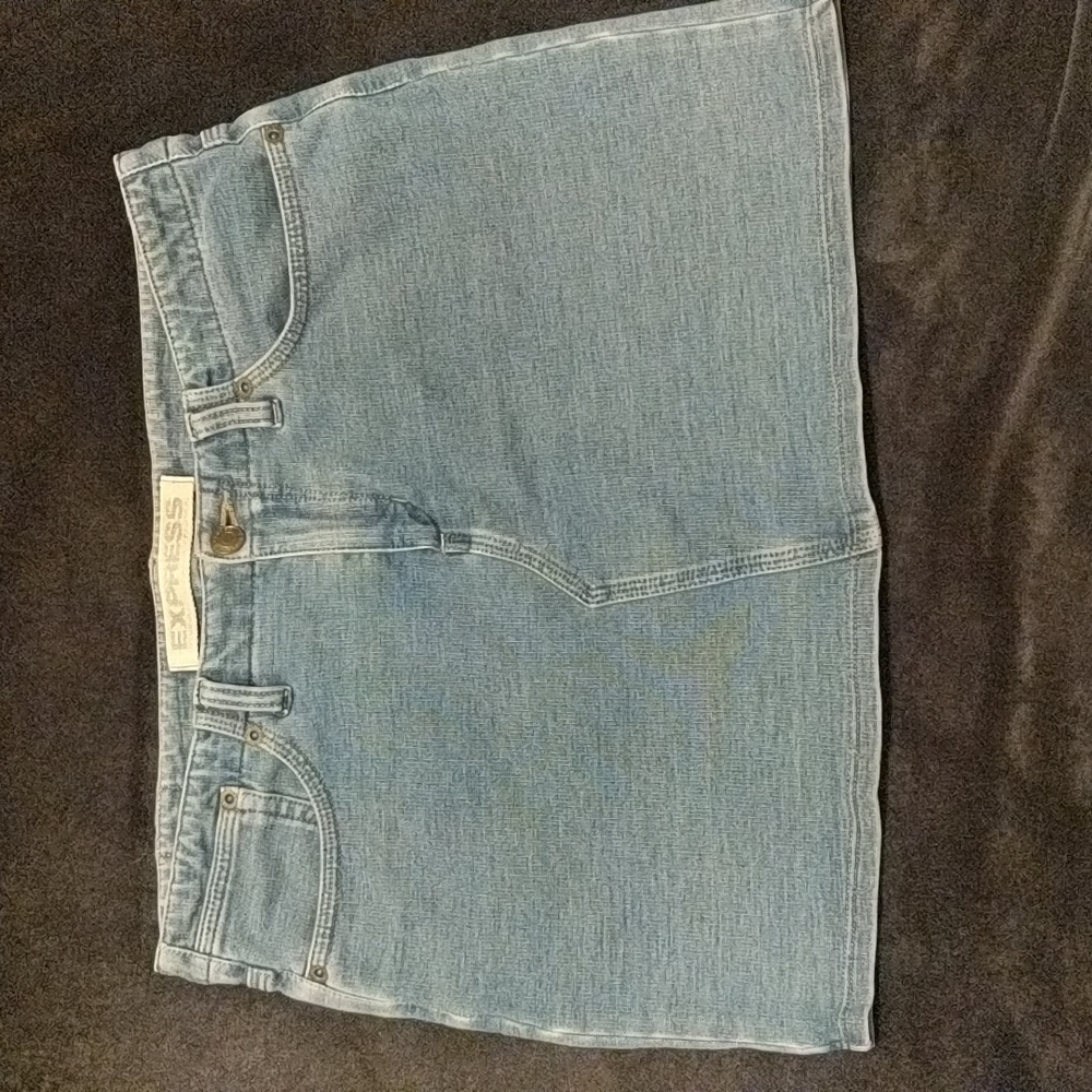 Express Stretch Jean Mini Skirt With Pockets